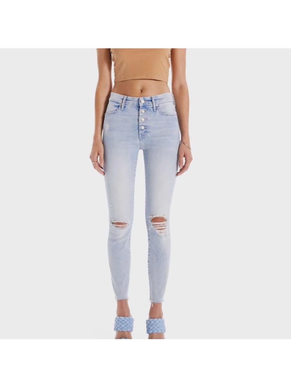 Mother denim the pixie ankle Fray jean in Action Shot  27 Ripped Skinny Jeans